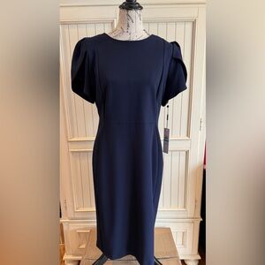 NWTCalvin Klein tulip sleeve Navy Blue Dress Free Shipping!